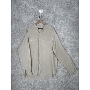 Barneys Beige New York Linen Button up Shirt Long Sleeve Men's XL Made In Italy